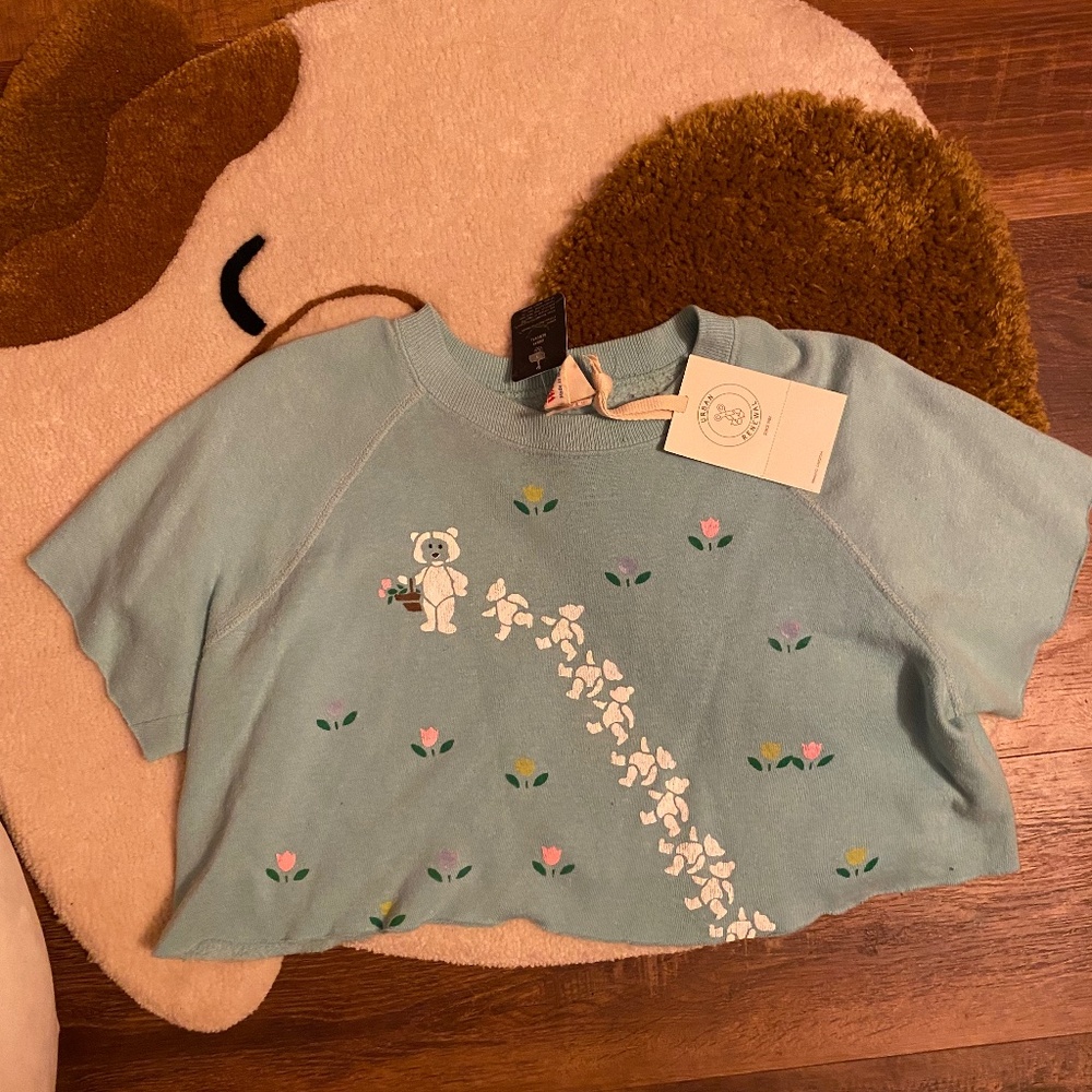 Vintage crop sweater Bears Floral - Picture 1 of 5